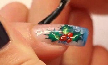 Christmas Nail Art: Holly and Berries Christmas Acrylic Nail Art Tutorial Vide by Naio Nails