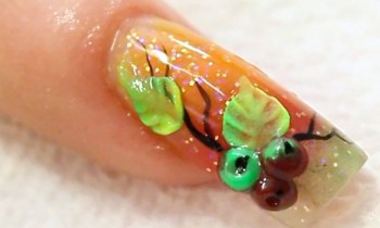 Colour Blend with 3D Fruit Acrylic Nail Design Tutorial Video by Naio Nails