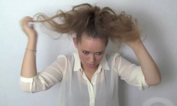 High messy bun hairstyle inspired by Chanel