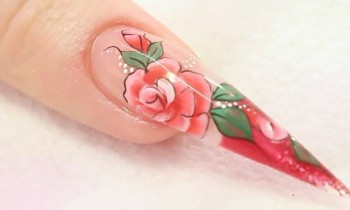 Rose Acrylic Nail Design Tutorial Video by Naio Nails