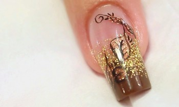 Autumn Copper Foil Nail Art Design Tutorial Video by Naio Nails