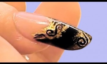 Black and Gold Acrylic Nail Tutorial Video by Naio Nails