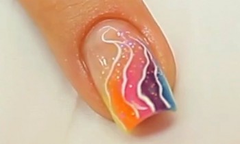 Neon Rainbow Swirl Acrylic Nail Design Tutorial Video by Naio Nails