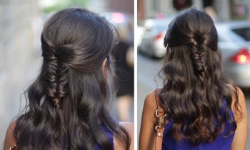 Half-Up Half Down Fishtail Braid Hair Tutorial