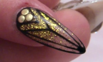 Gold Fade Clear Acrylic Nail Design With Gold Studs