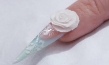 Long stiletto nail with extreme 3D rose – Part 2