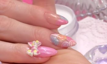 Love Heart Sweet Gel Polish design with 3D Acrylic Bow – Part 1