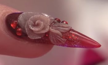 Red Fade Stiletto with a Nude 3D Flower