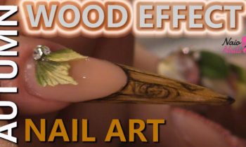 Wood Look Stiletto Nail with Acrylic Handmade Leaves