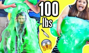 CUTTING OPEN 100 LB SLIME STRESS BALL! Slime Bucket Challenge!