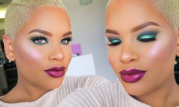 Holiday Glam Makeup Tutorial | Green Glitter Eyes + Berry Metallic Lips