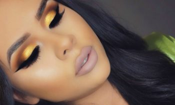 Vibrant Yellow Gold Eye Look + Nude Lips