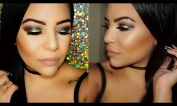 Wearable Bold Olive Green Smokey Eye | Gold Glitter liner & Nude Lips !