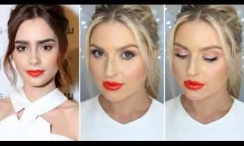 Lily Collins Inspired Makeup ♡ Bright Eyes & Glossy Orange Lips!