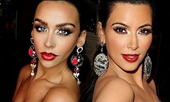 Kim Kardashian Bronze Smokey Eye & Red Lips + FULL FACE