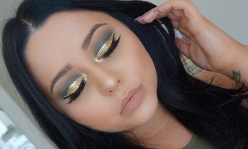 Olive Gold Glitter Cut Crease Makeup Tutorial