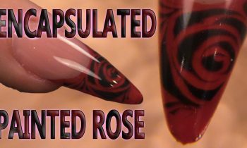 Encapsulated Stencil Rose Nail Design- How to Sculpt a Hard Gel Smileline