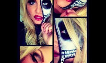 half glamour half unzipped skull