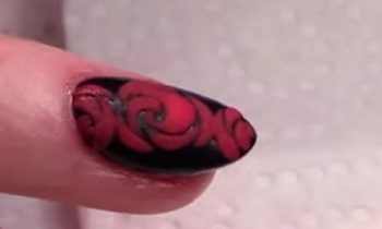 Valentines Rose Acrylic and Gel Nail Design With A Matt Effect