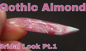 Alternative Bridal Nail Design using Netting, Acrylic and Gel Polish – Gothic Almond Shape