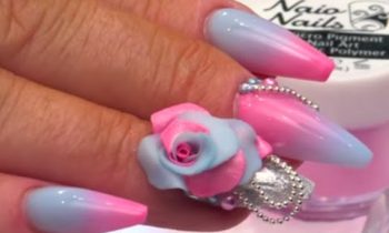 Pink and Blue Fade with 3D Flower Part 3