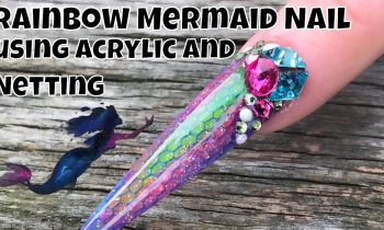 Rainbow Mermaid Nail with Neon Acrylic and Netting
