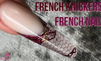 Autumnal French Lacey Nail Design – Transparent Acrylic with Lace & Glitter