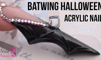 Bat Wing Shaped Acrylic Nail with Bling – Halloween Nail Design