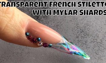 Transparent French Stiletto Nail with Mylar Shards