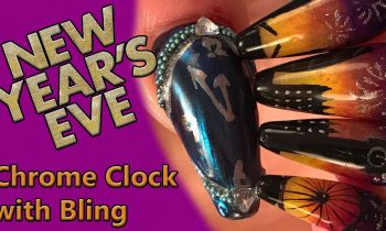 Nail Art – New Years Clock Face –  Mirror Chrome & Chameleon Chrome Design