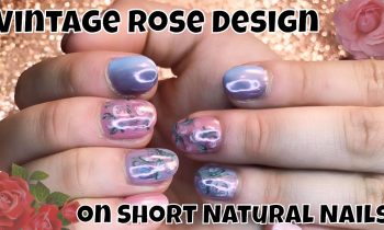 Vintage Rose Gel Polish Design on Short Natural Nails