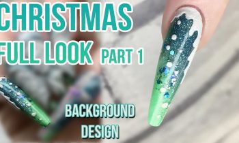 Christmas Nail Design – Full Look Part 1 – Glittering Acrylic Ombre With Textured Snow Effect –