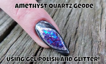 Amethyst Quartz Geode Design using Gel Polish and Glitter