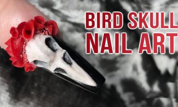 3D Bird Skull & Acrylic Rose Nail Art – Pagan Bridal Design